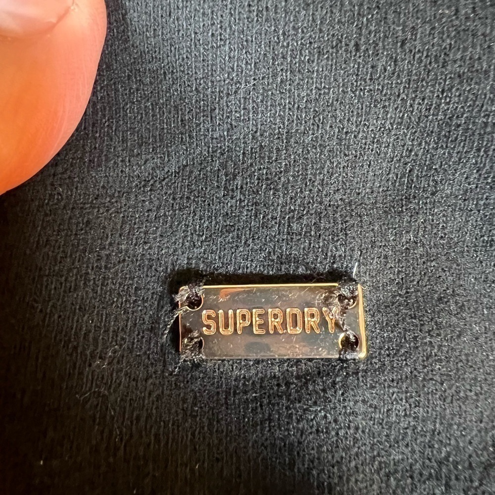 Superdry logo black hoodie heavyweight gold accents sz 4 womens streetwear - Picture 5 of 10